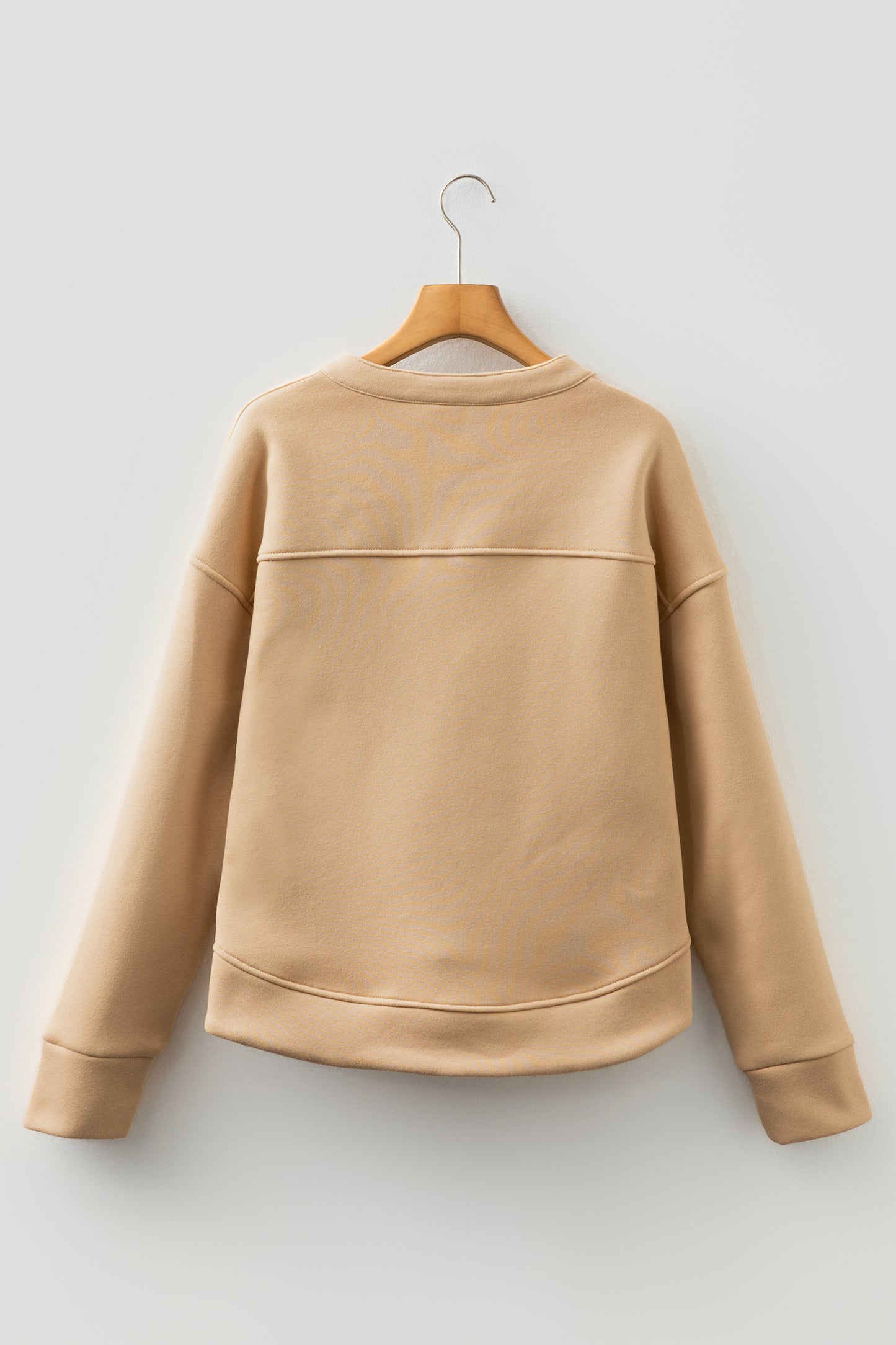 Solid Grommet V-Neck Drop Shoulder Sweatshirt