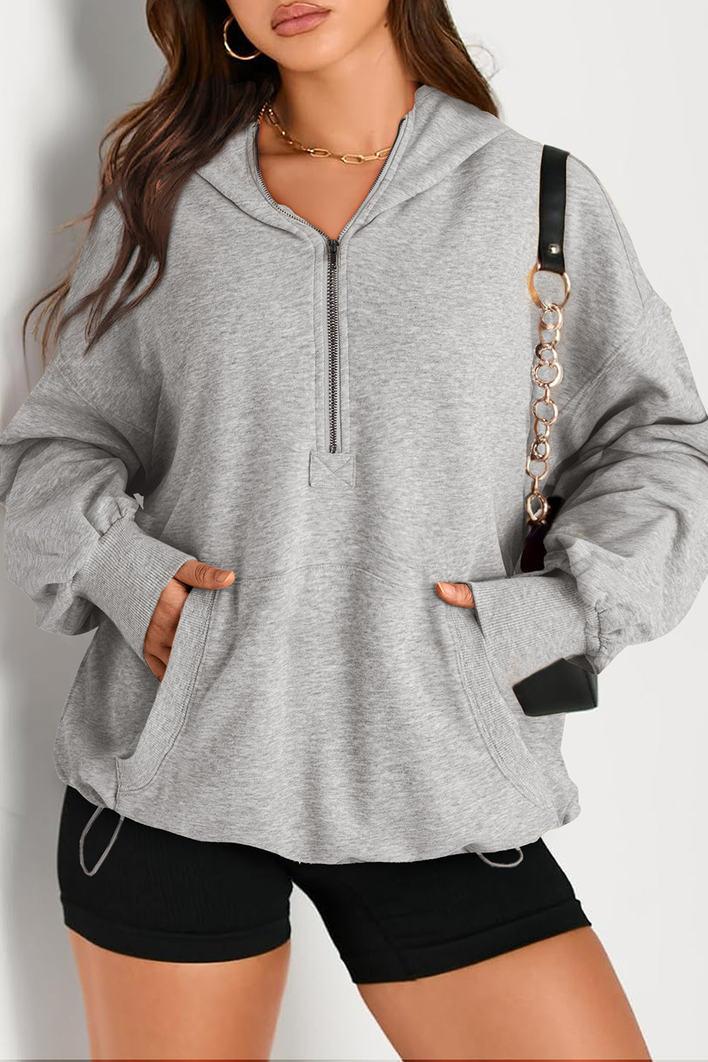 Solid Kangaroo Pocket Oversized Hoodie