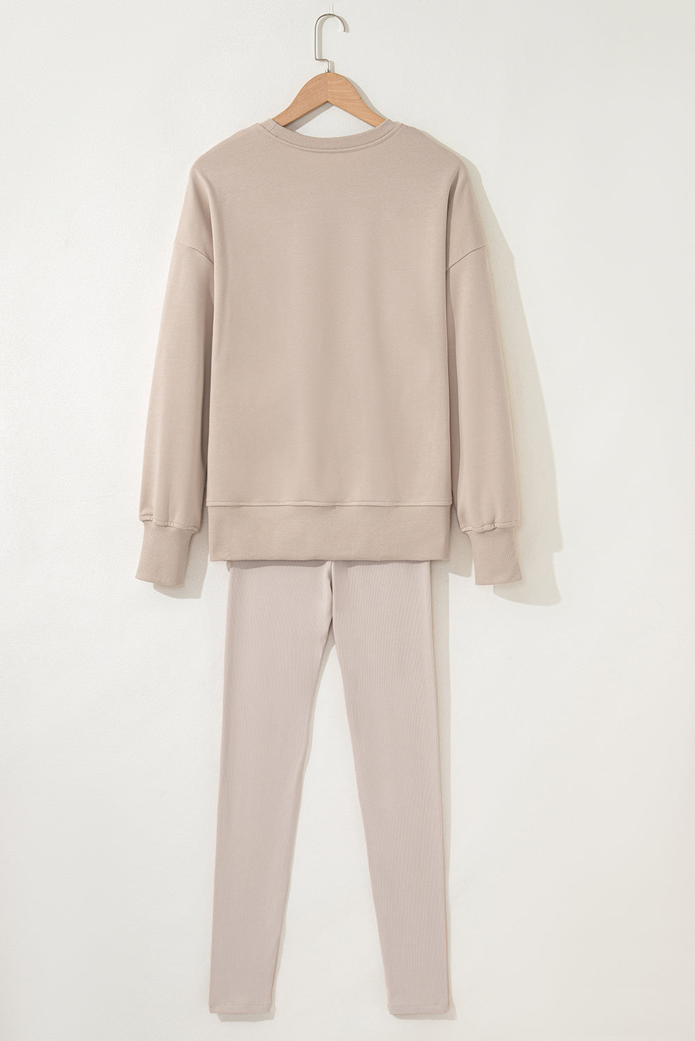 Solid Oversize Sweatshirt and Ribbed Leggings Set
