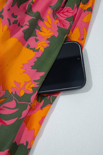 Floral Puff Sleeve Smocked Ruffle Maxi Dress