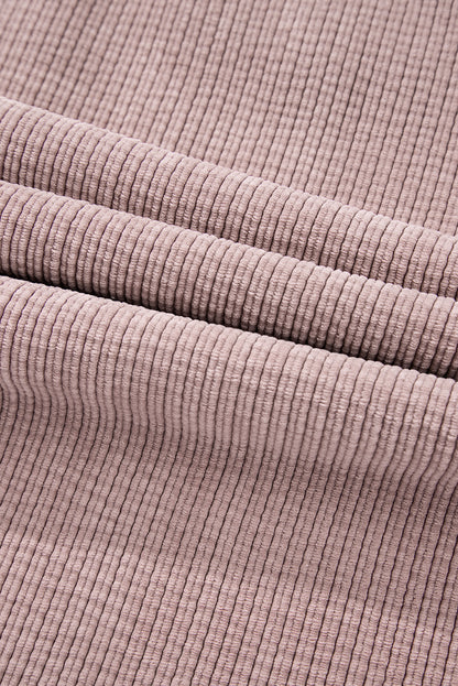 Solid Corduroy Button-Up Pocketed Shacket