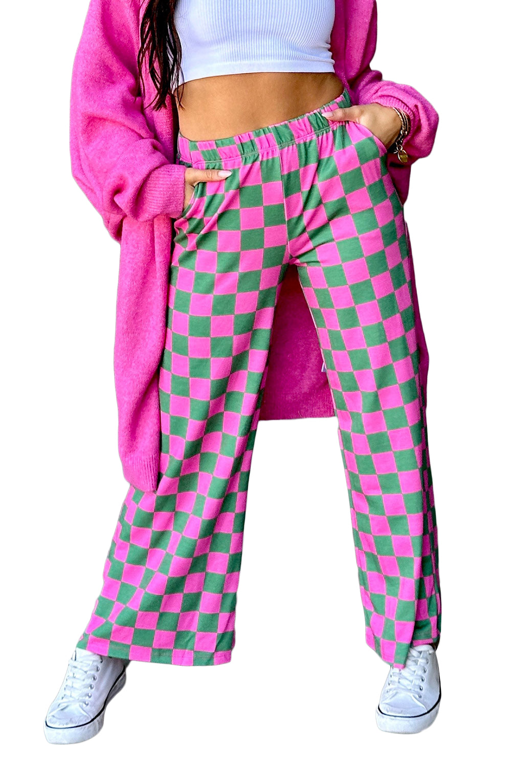 Checker High Waist Pants