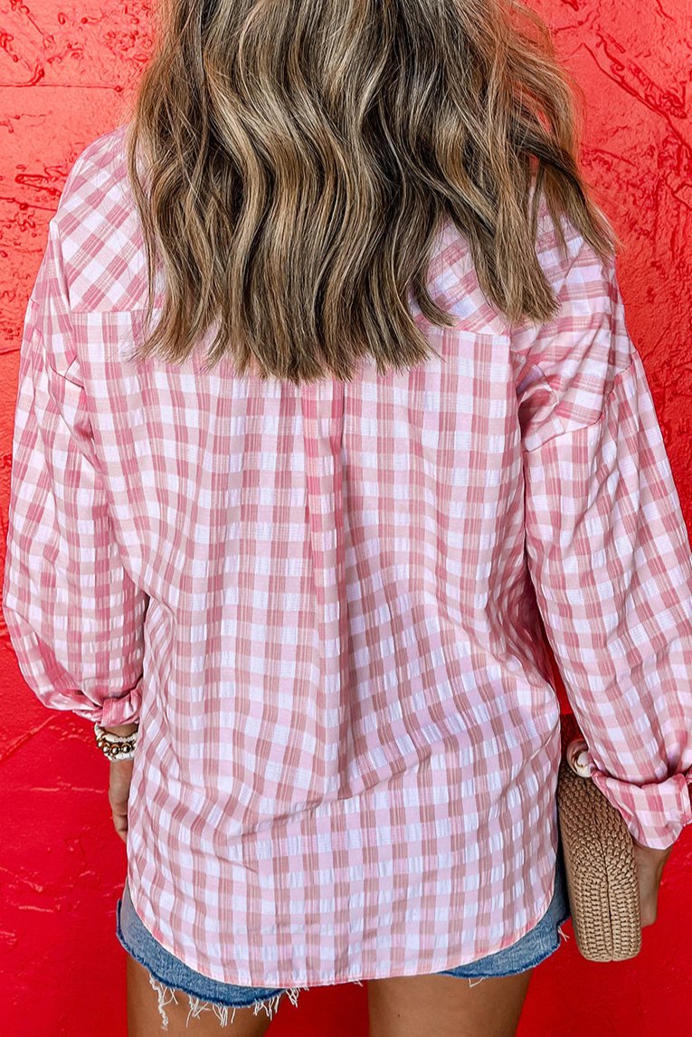 Gingham Chest Pocket Collared Shirt