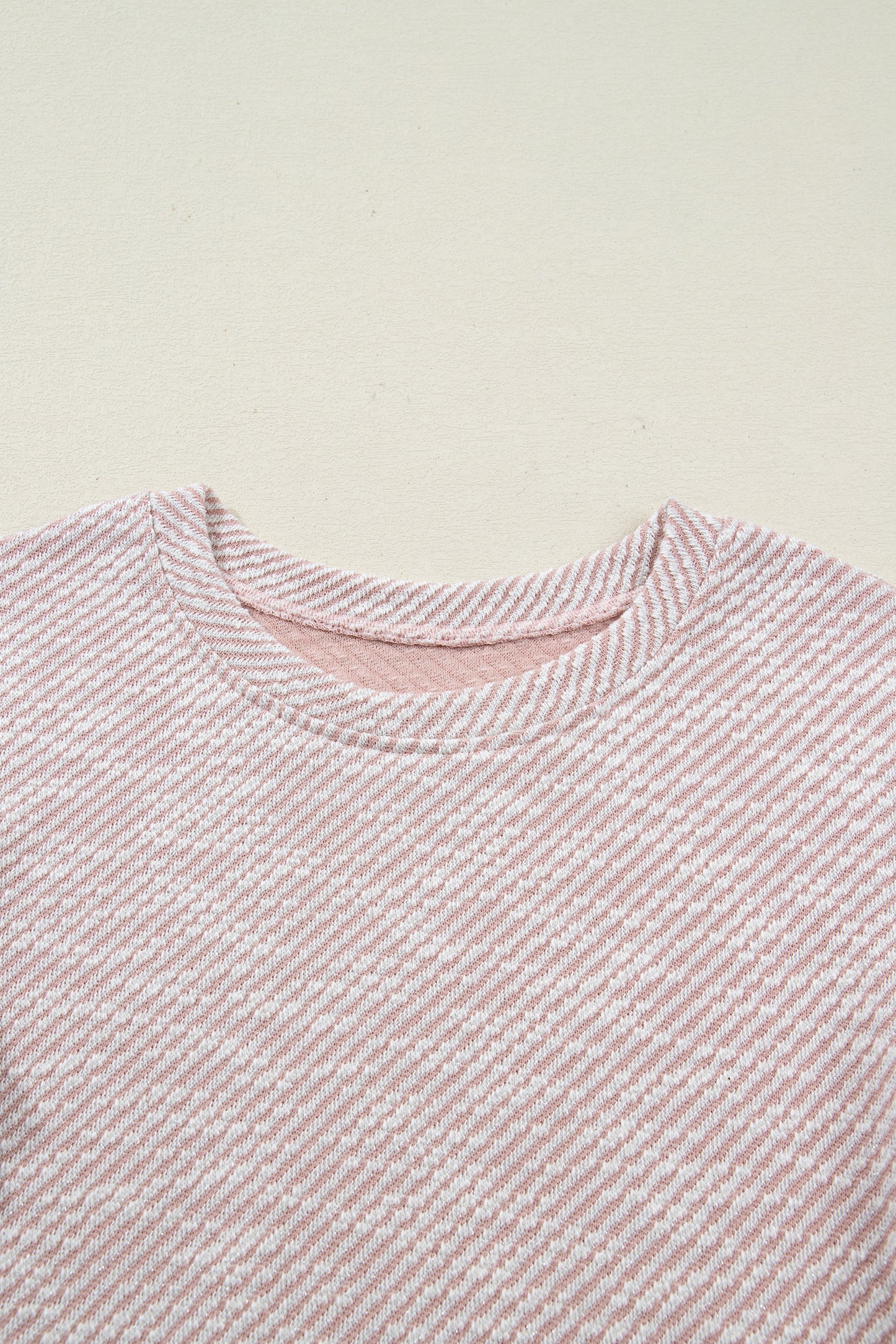 Stripe Lace Ruffle Short Sleeve Twill Blouse