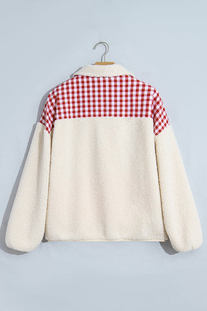 Merry Christmas Gingham Patchwork Fleece Sweatshirt