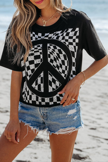 Checker Peace Short Sleeve T-Shirt