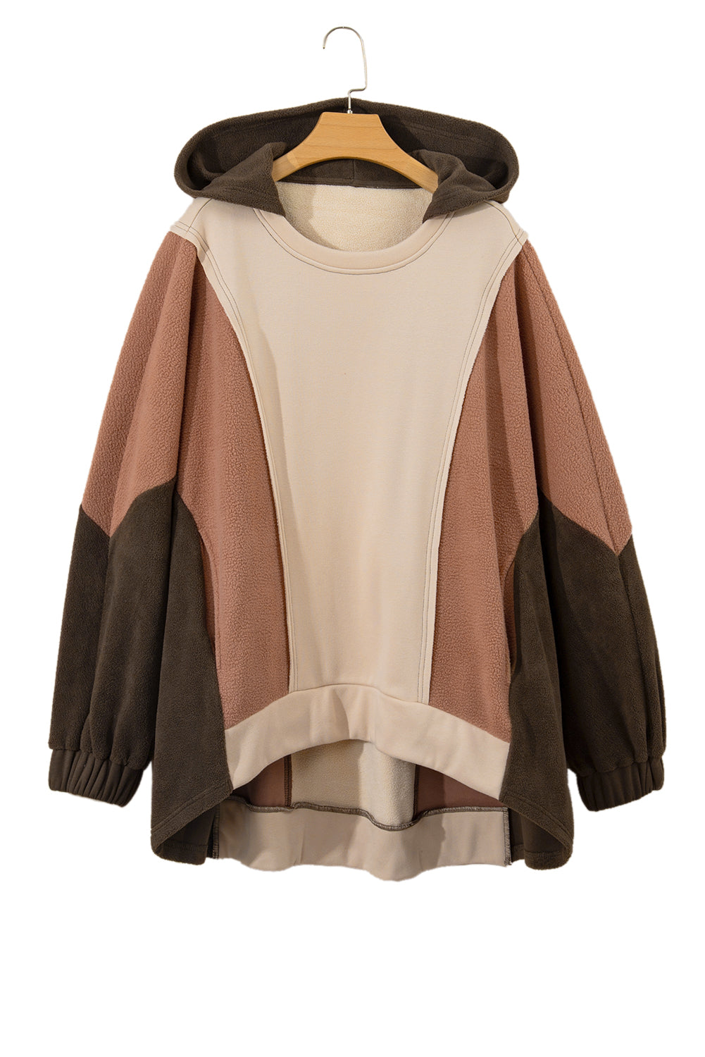 Plus Size Colorblock Reverse Seam Hoodie