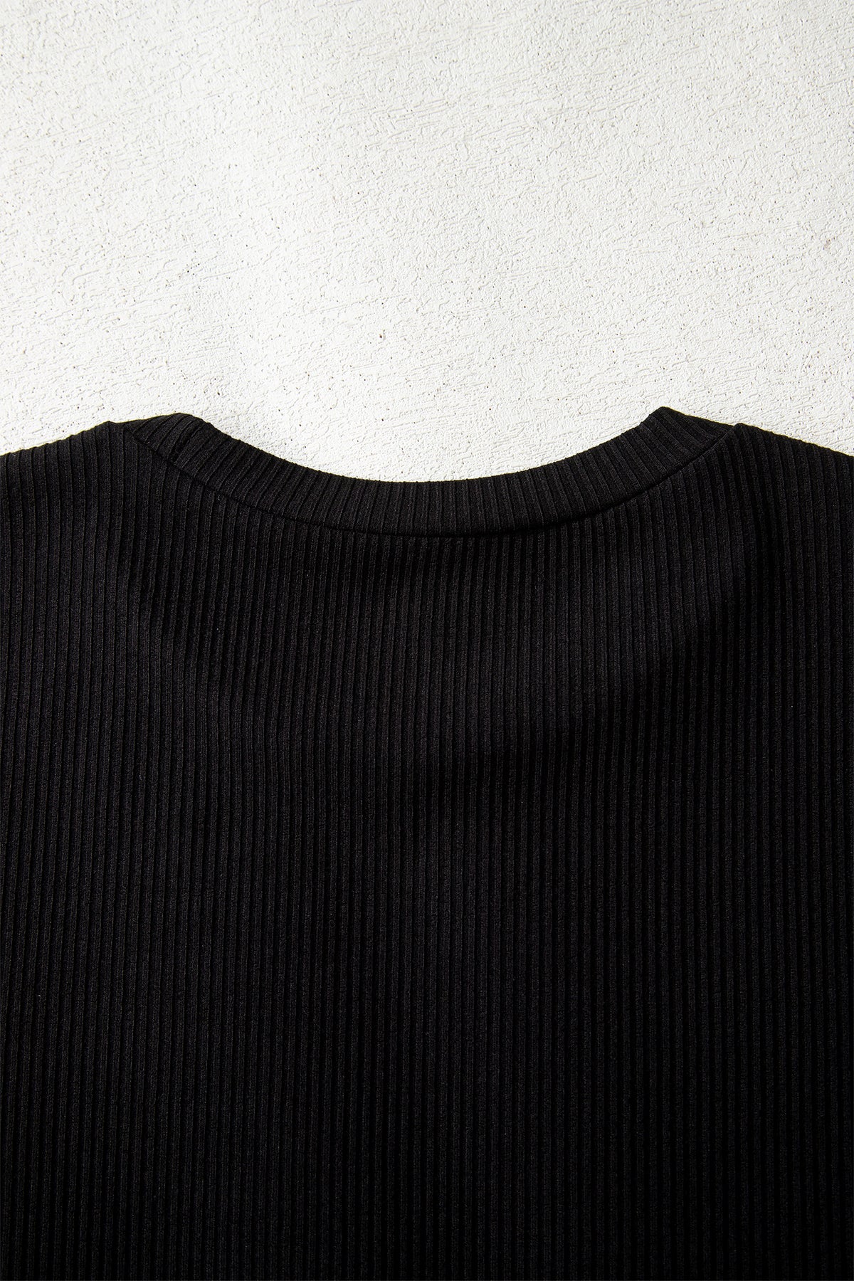 Solid Ribbed Round Neck Long Sleeve Bodysuit