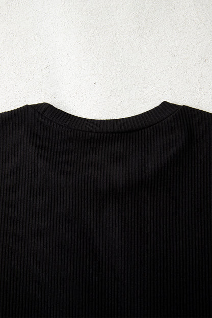 Solid Ribbed Round Neck Long Sleeve Bodysuit