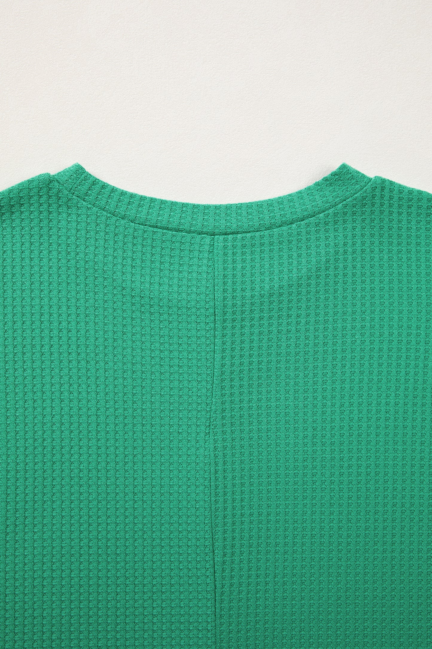 Solid Waffle Knit Dolman Short Sleeve Loose Top