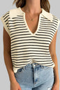 Stripe Collared Sweater Tank Top