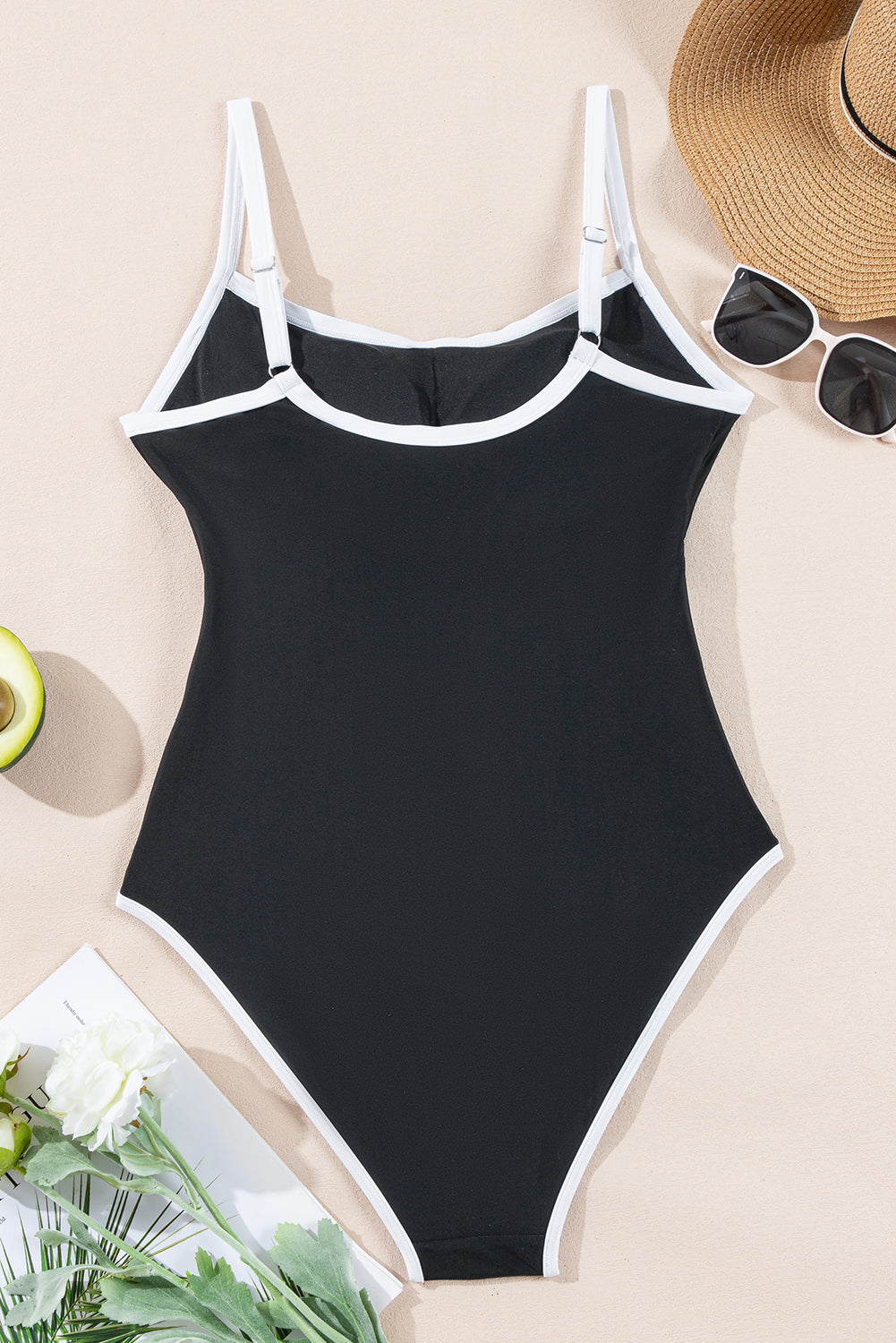 Colorblock Belted One Piece Swimsuit