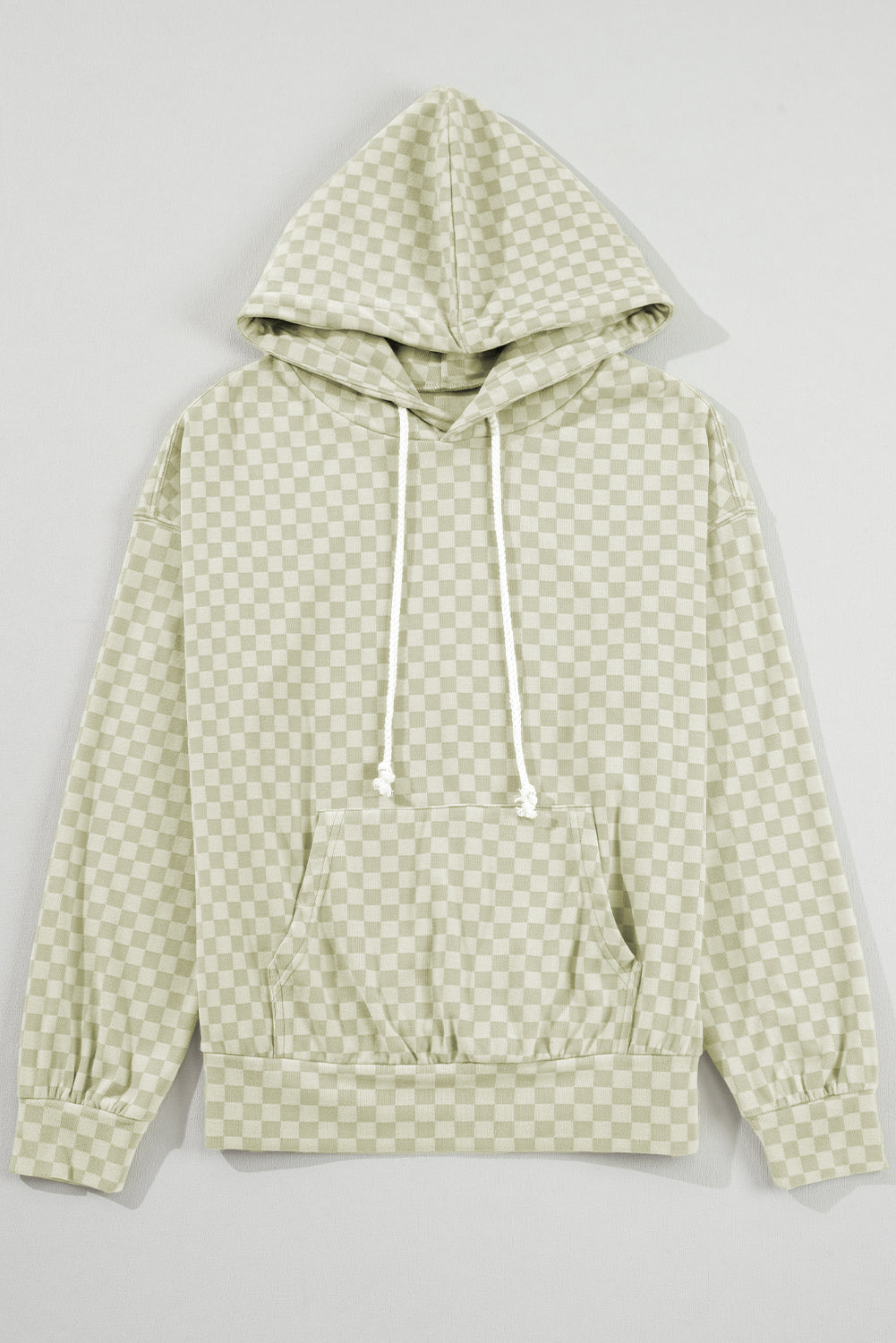 Checker Kangaroo Pocket Drawstring Hoodie