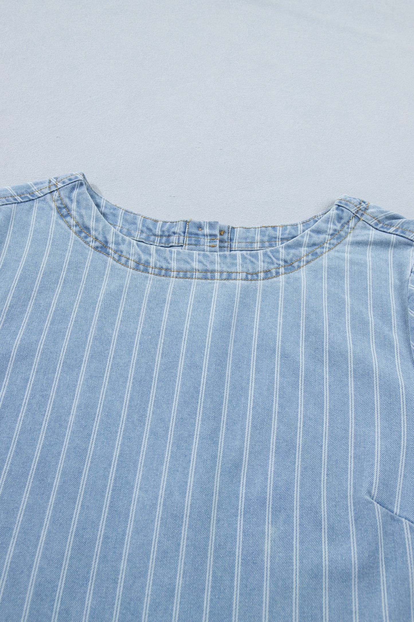 Stripe Denim Buttoned Back Mini T-Shirt Dress