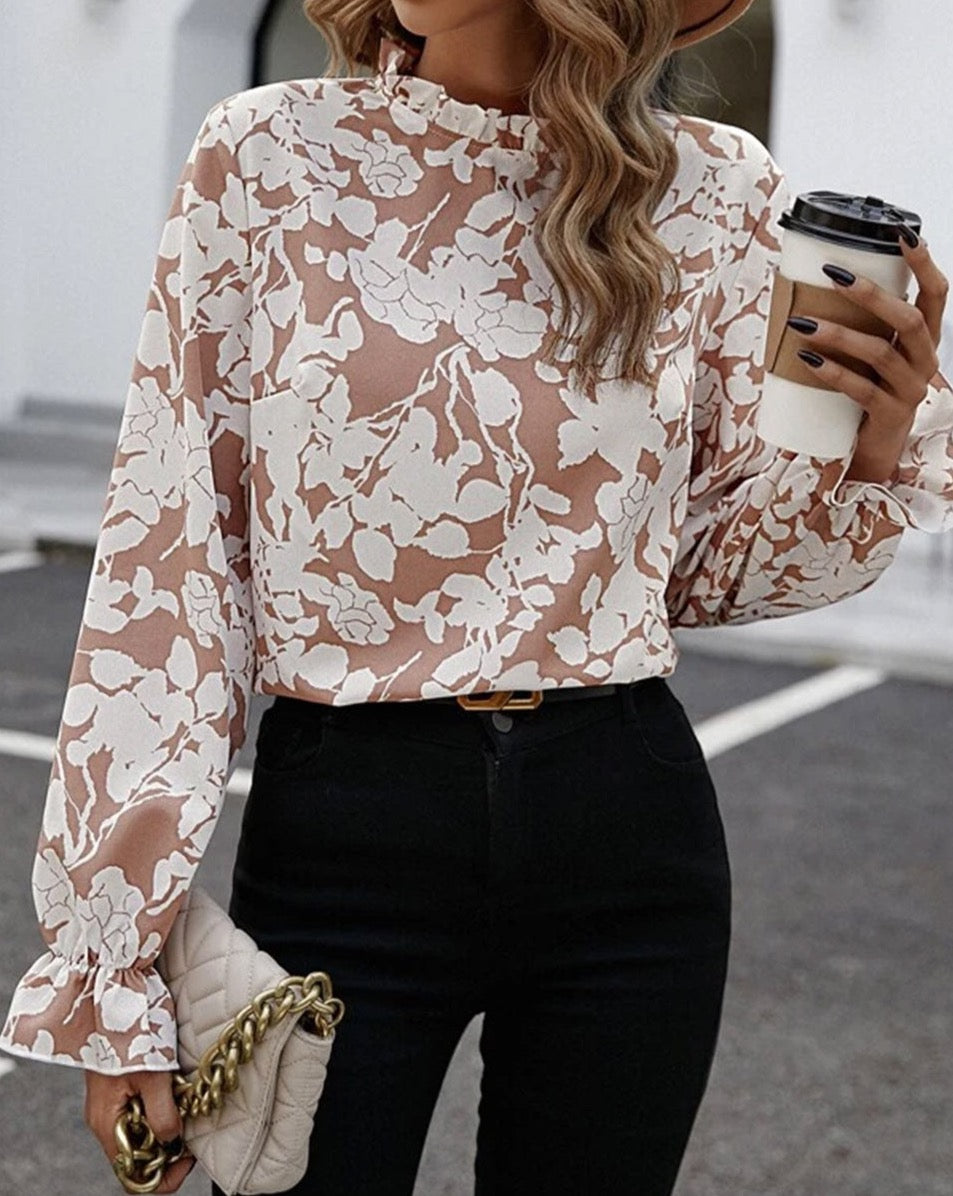 Floral Ruffle Long Sleeve Blouse