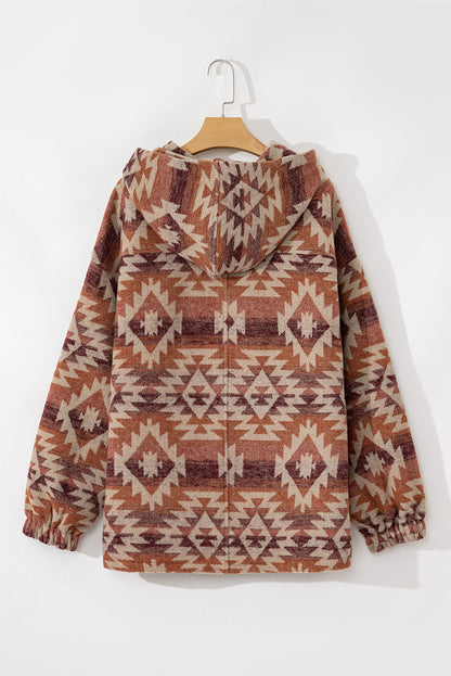 Plus Size Aztec Half Zip Hoodie