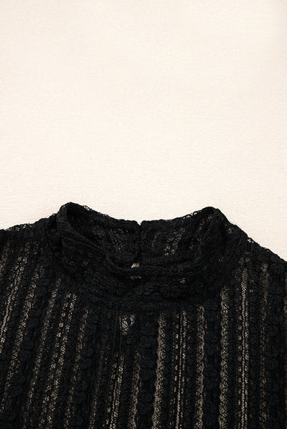 Lace Patchwork Flounce Sleeve Top