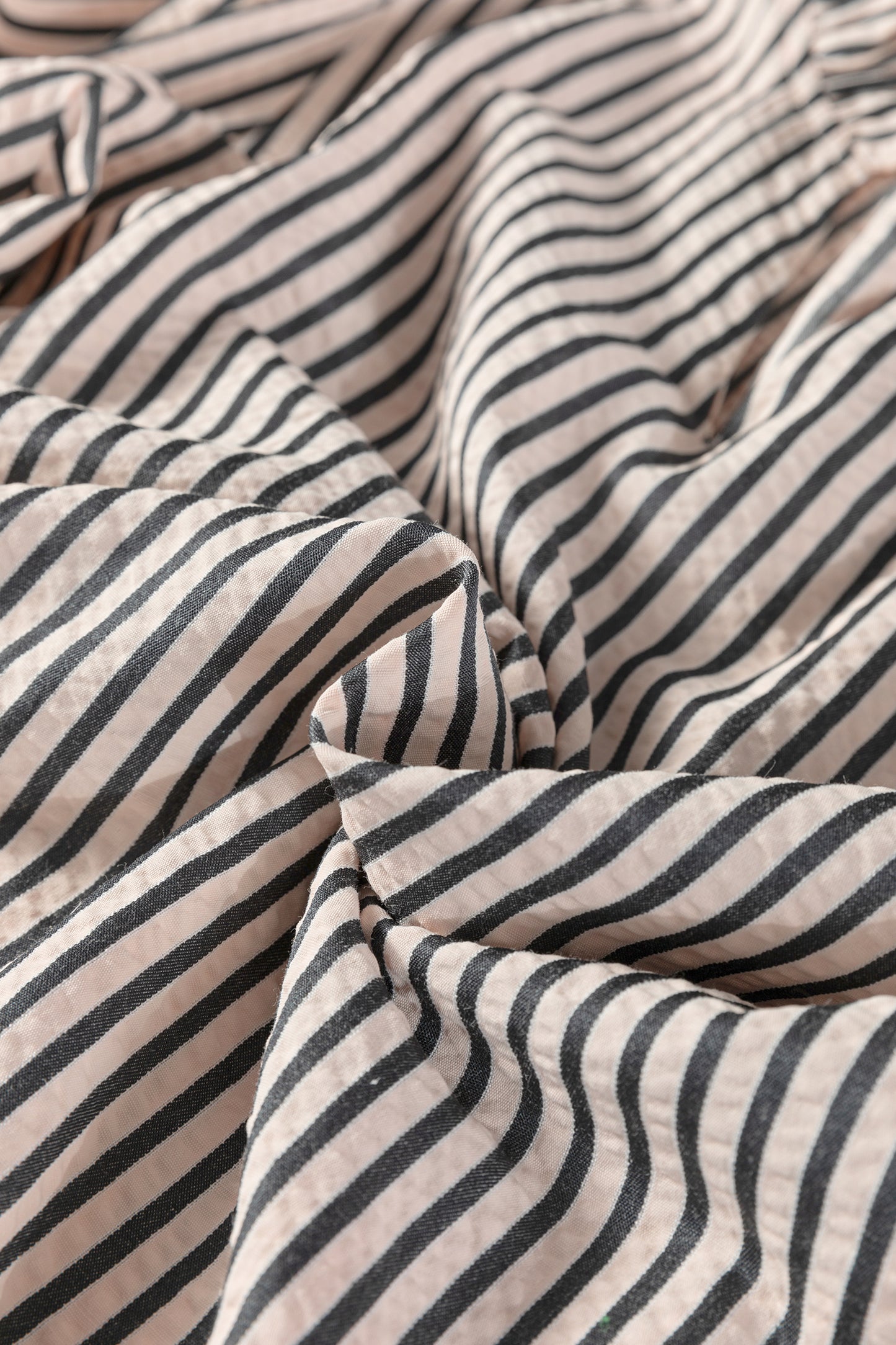 Stripe Knotted Cuff 3/4 Sleeve V-Neck Blouse