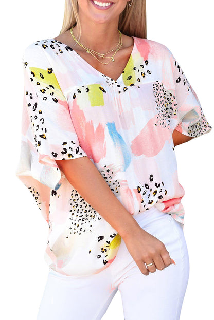 Leopard Watercolor Short Sleeve Top