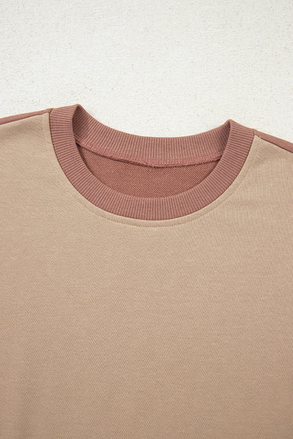 Colorblock Long Sleeve Top and  Drawstring Pant Set