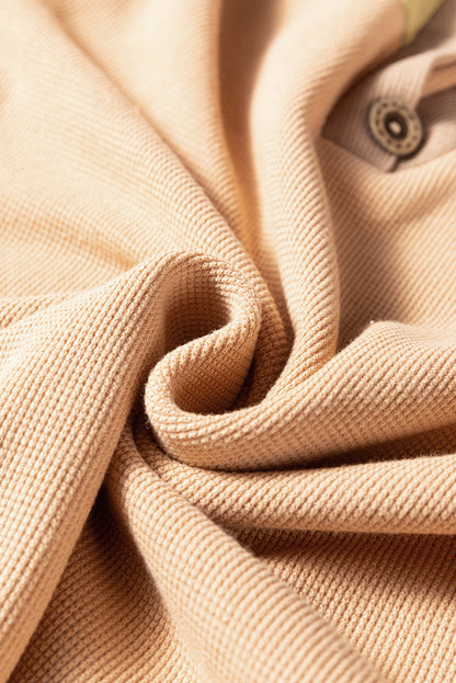 Colorblock Thermal Textured Knit Drop Shoulder Henley Top