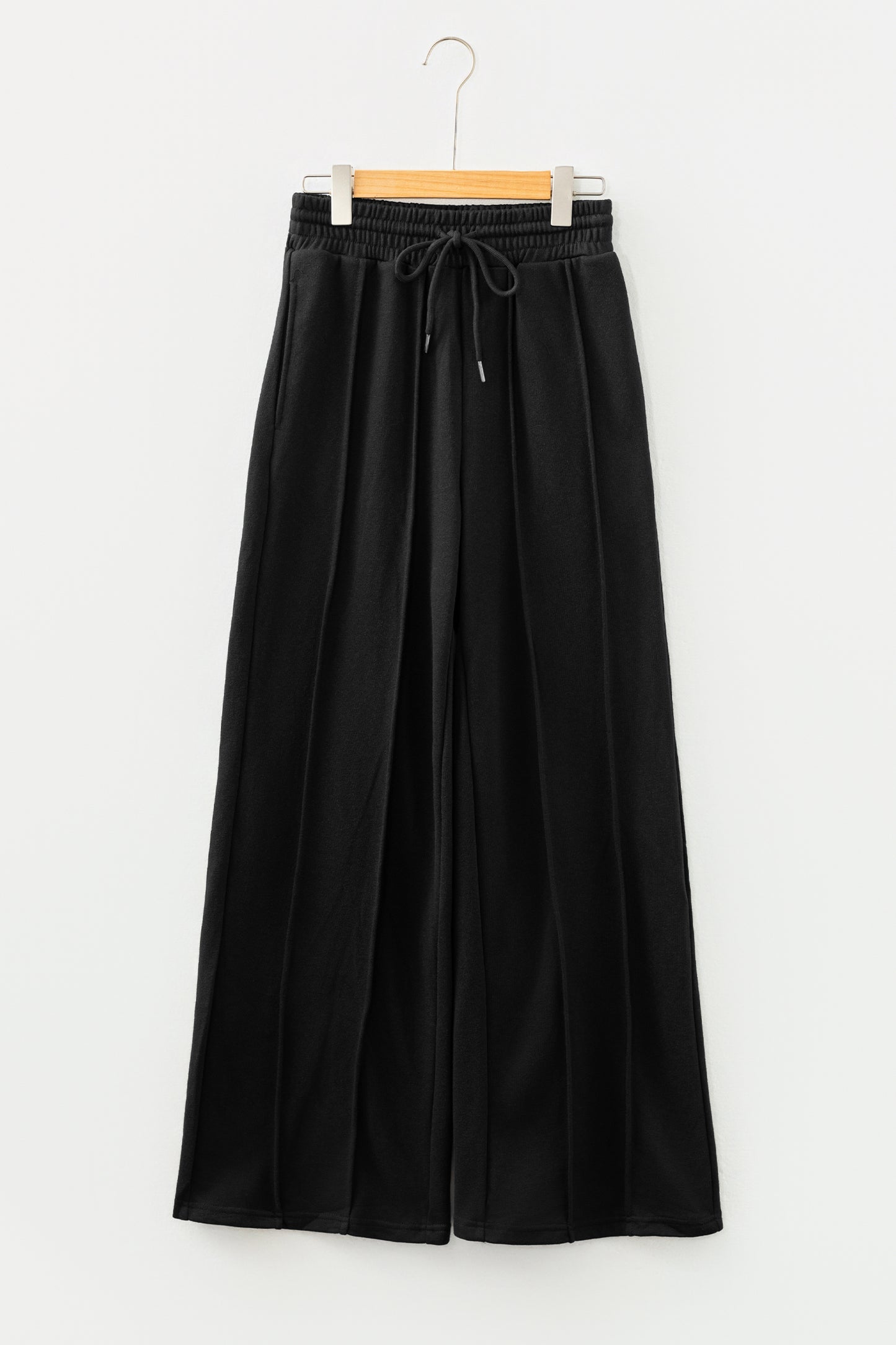Solid Seam Drawstring Wide Leg Sweatpants