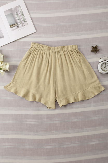 Ruffle Pocketed High Waist Shorts