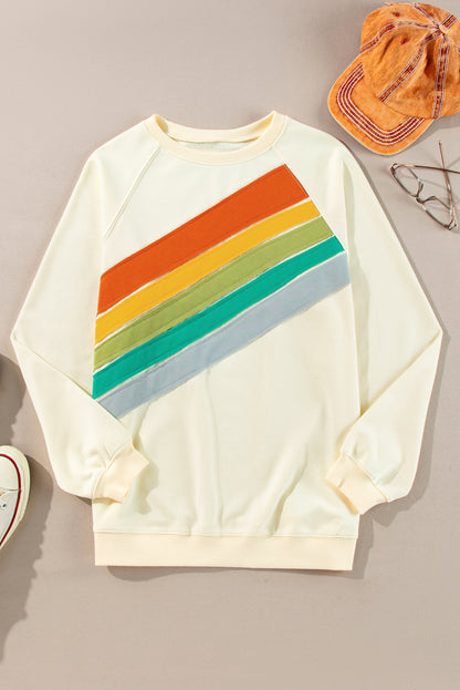 Colorblock Stripe Reverse Seam Sweatshirt