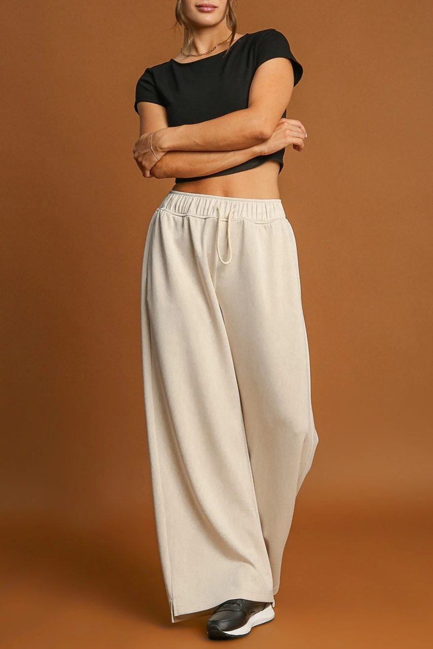 Drawstring Waist Wide Leg Pants