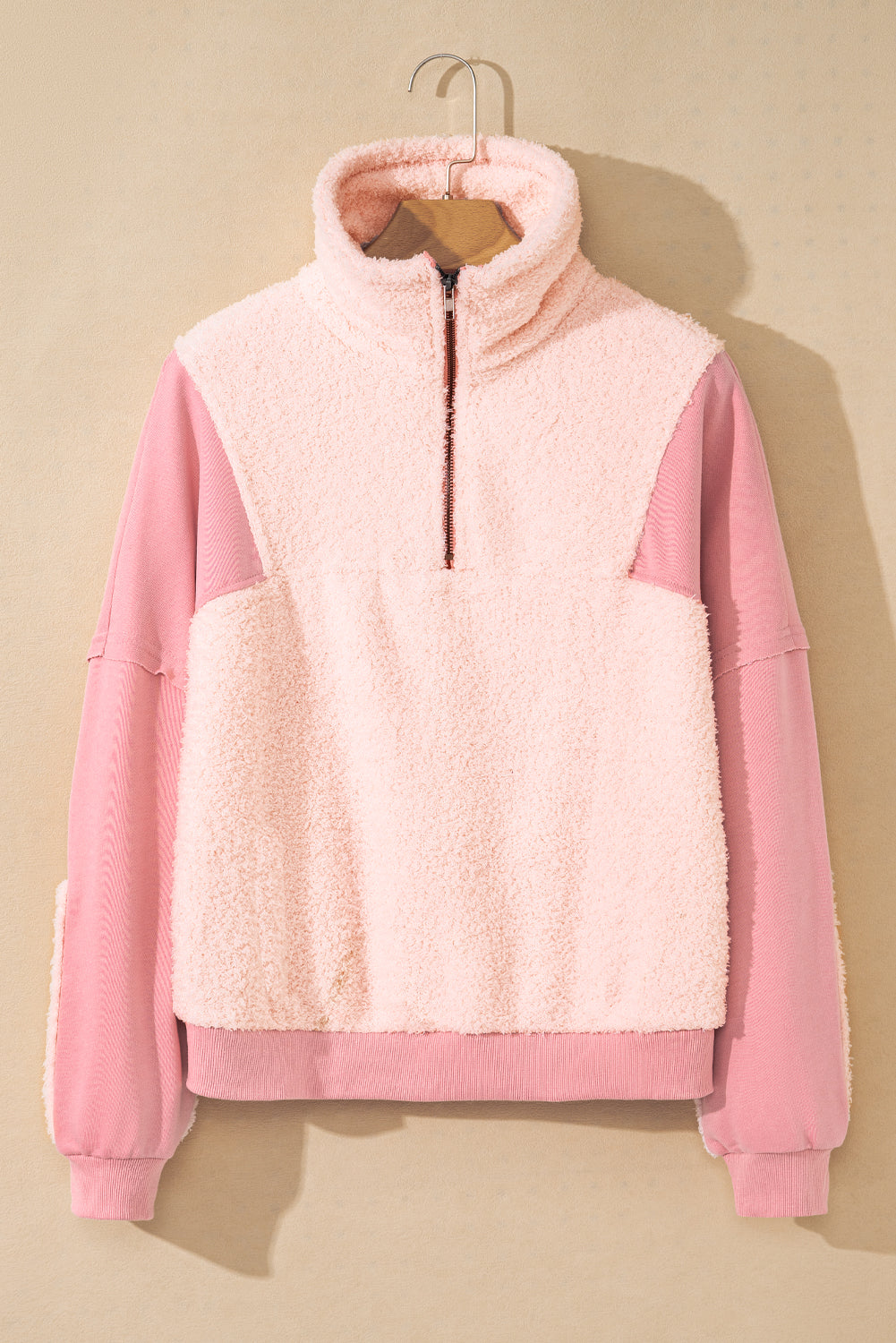 Fleece Patchwork Quarter Zip Sweatshirt