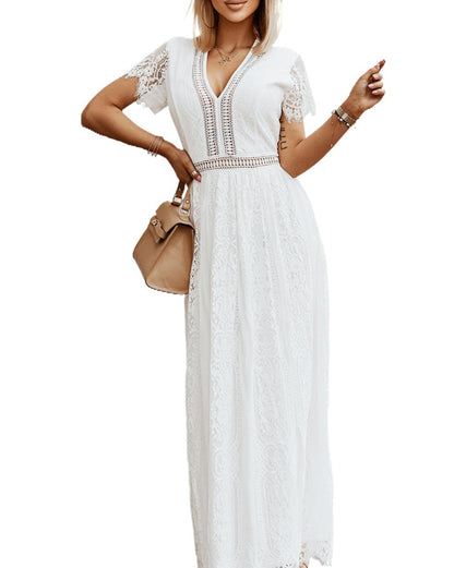 Lace Short Sleeve Maxi Dress