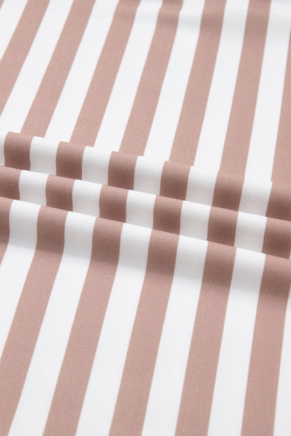 Plus Size Stripe Contrast Trim Pullover and Shorts Set