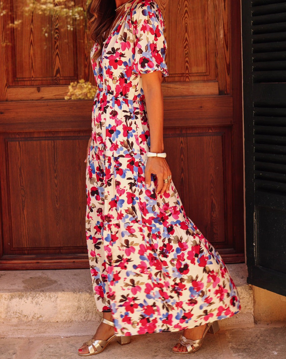 Floral Short Sleeve Maxi Dress