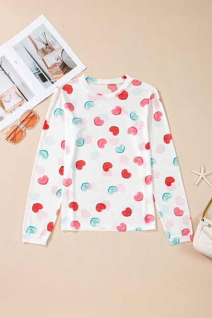 Valentine Heart Candy Mesh Long Sleeve Top