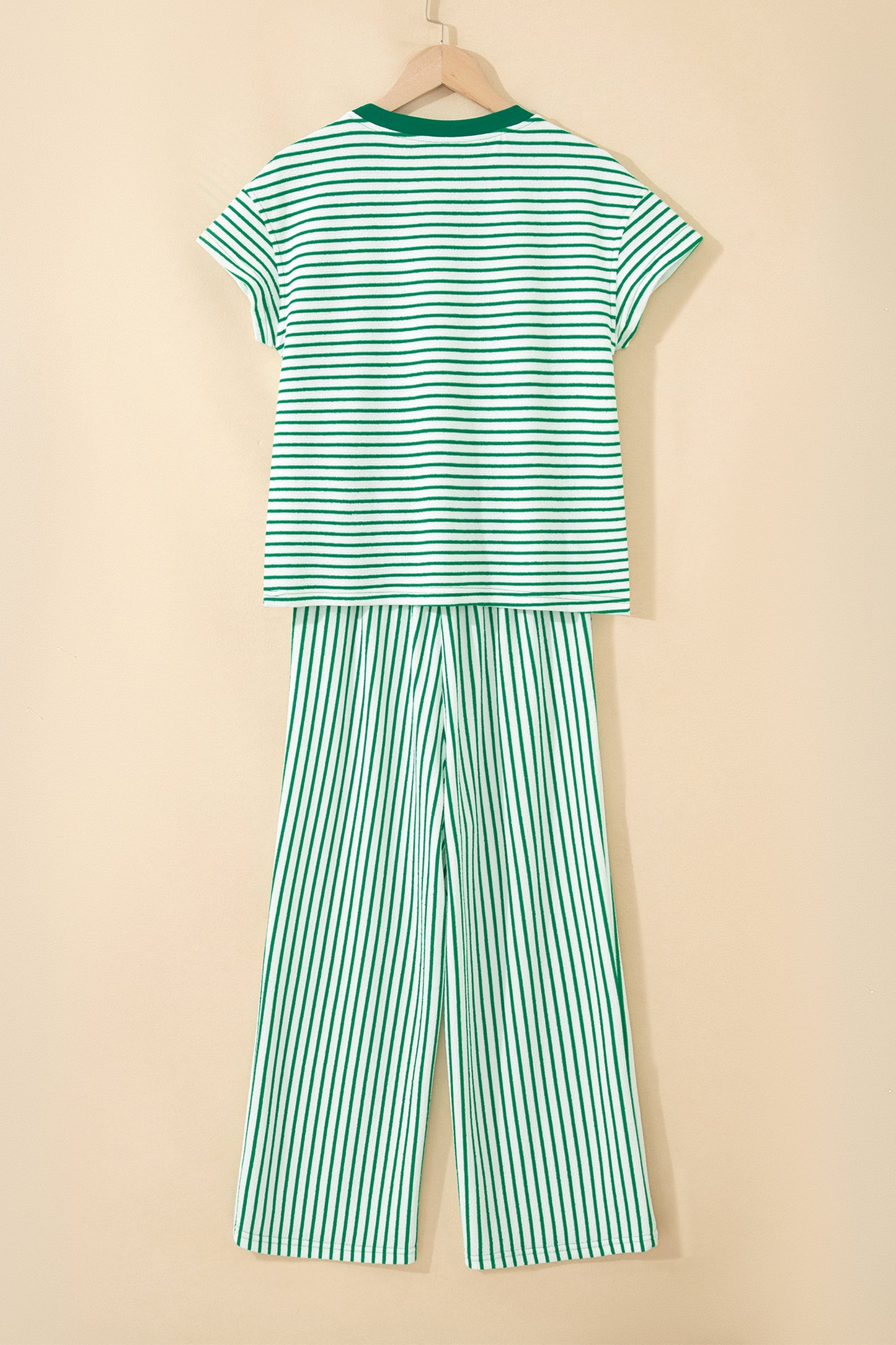 Stripe Crew Neck Tee & Drawstring Pants Set