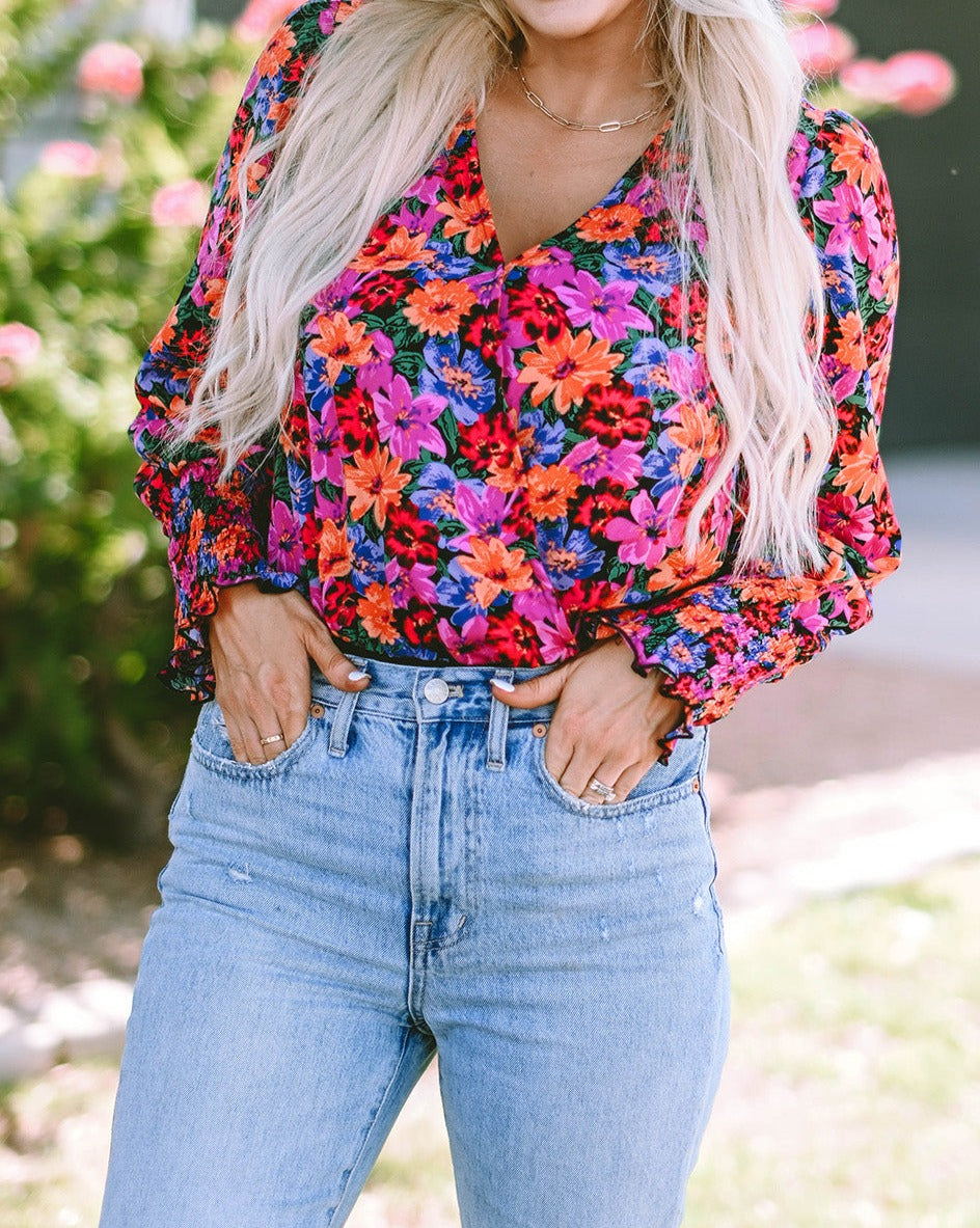 Floral Wrap Long Sleeve Bodysuit