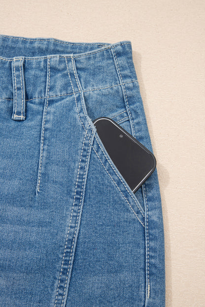 Medium Wash Denim High Waist Barrel Leg Jeans