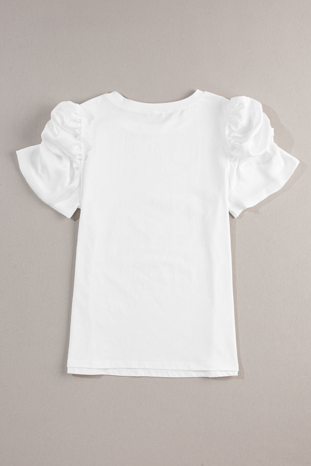 Ruched Short Puff Sleeve Tee