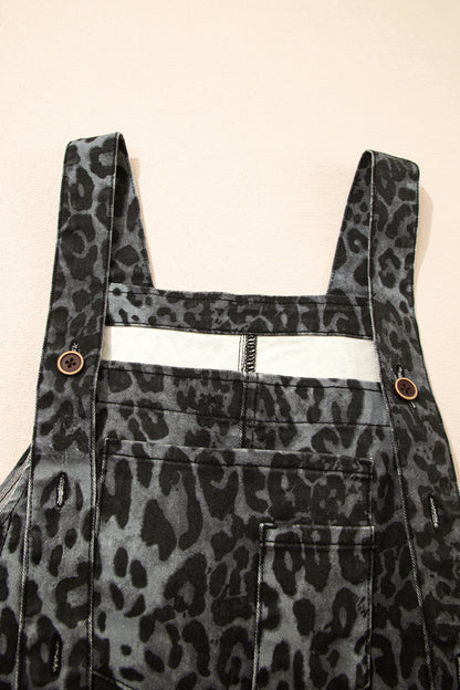 Leopard Adjustable Strap Cropped Overalls