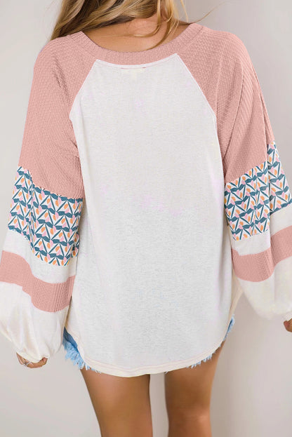 Colorblock Knit Long Sleeve Top