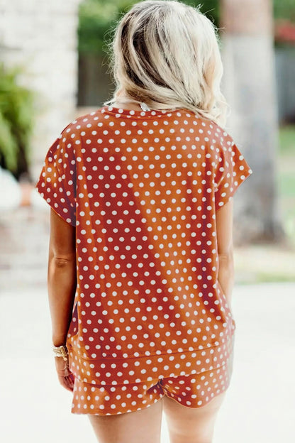 Plus Size Polka Dot Tee & Loose Shorts Set