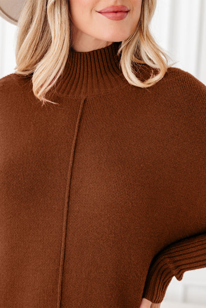 Solid Ribbed Mock Neck Sweater Dress