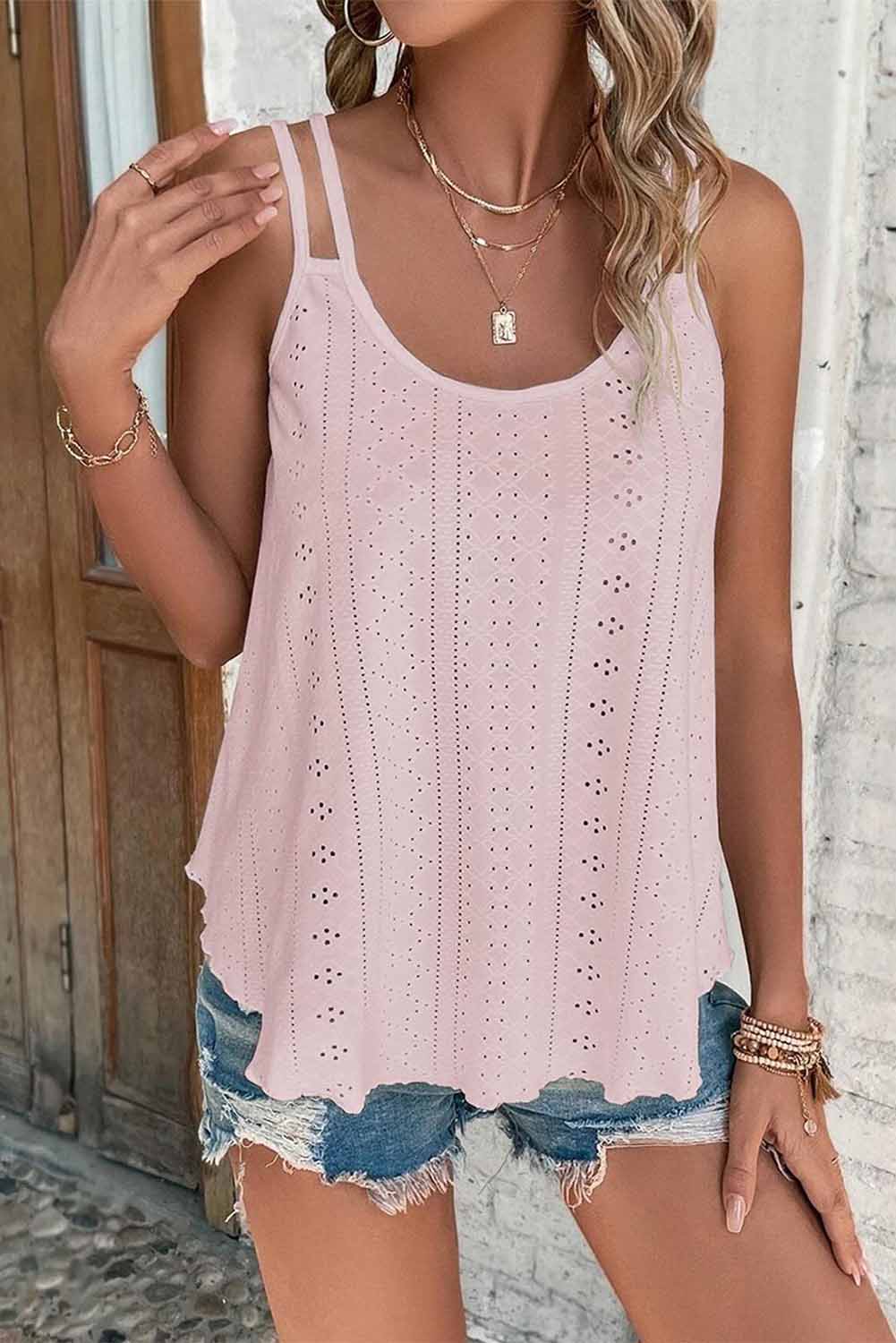 Eyelet Strappy Tank Top