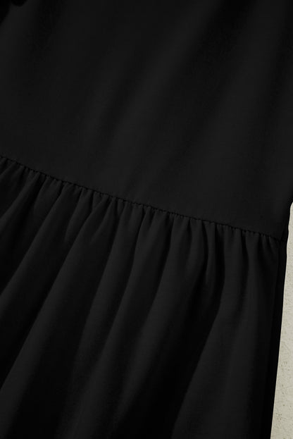 Plus Size Solid Bow Tie Front Long Sleeve Blouse
