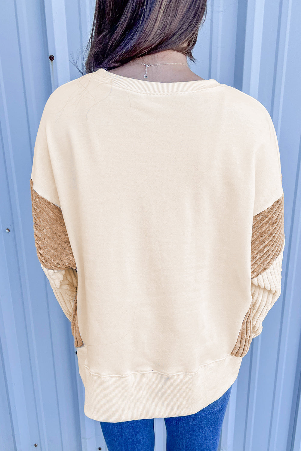 Corduroy Patchwork Long Sleeve Sweatshirt