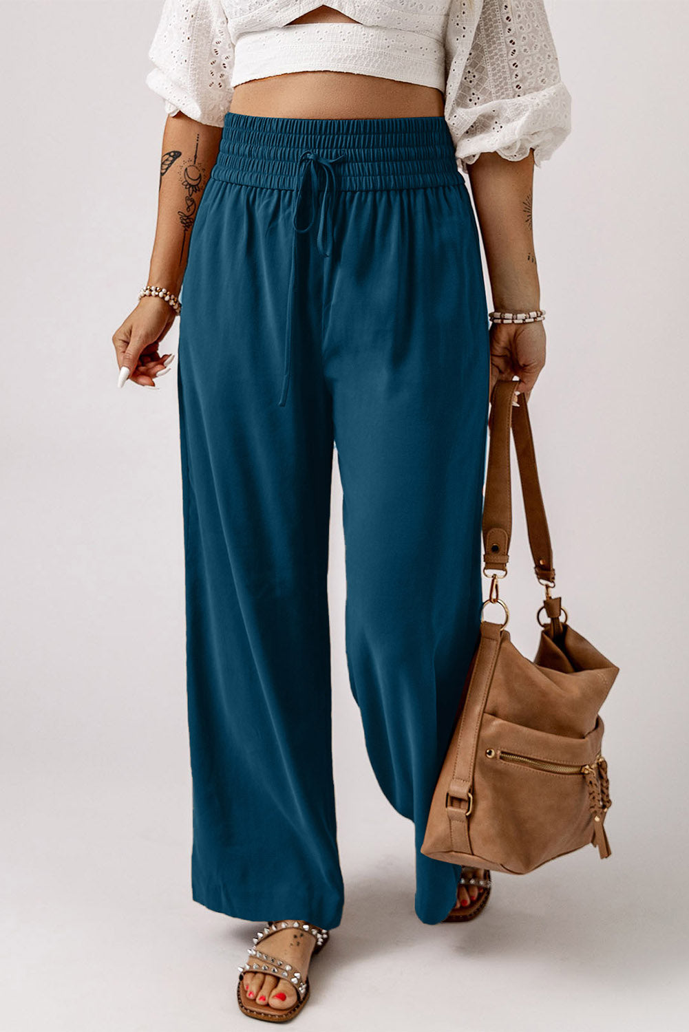 Drawstring Elastic Waist Pants