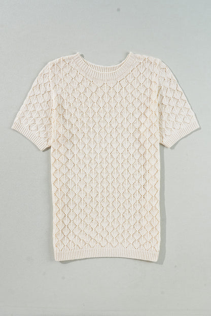 Hollowed Crochet Knit Sweater Tee