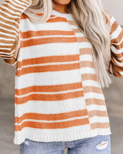 Colorblock Stripe Long Sleeve Sweater