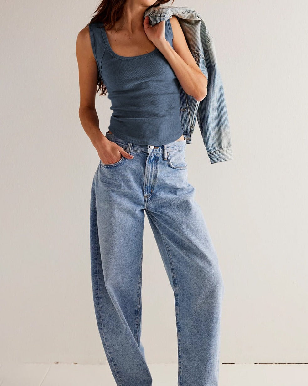 Ribbed Reversed Seam Crop Top