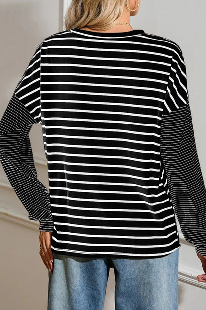 Stripe Patchwork Long Sleeve Tee